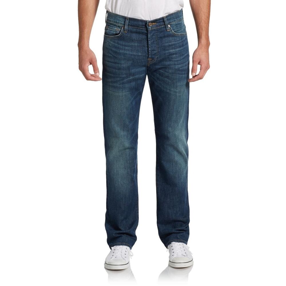 7 for All Man Kind Men's Blue Cotton Blend Straight Leg‎ Standard Denim Jeans 30